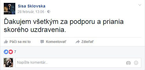 Sisa Sklovská na Facebooku